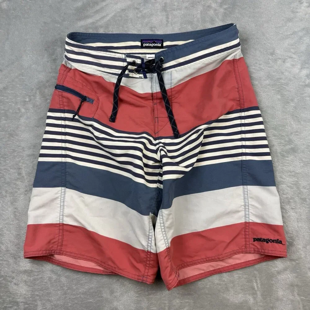 Patagonia Mens Board Shorts 30 Striped Surf Swim Trunks Multicolor Wavefarer